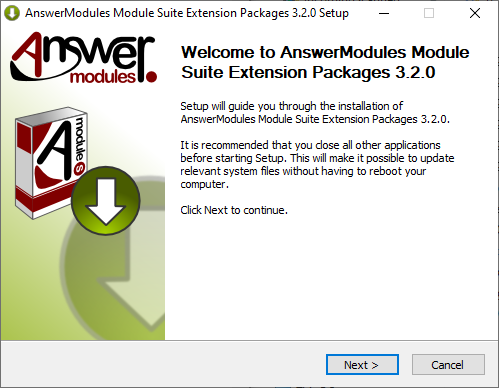 Start the extension packages installation