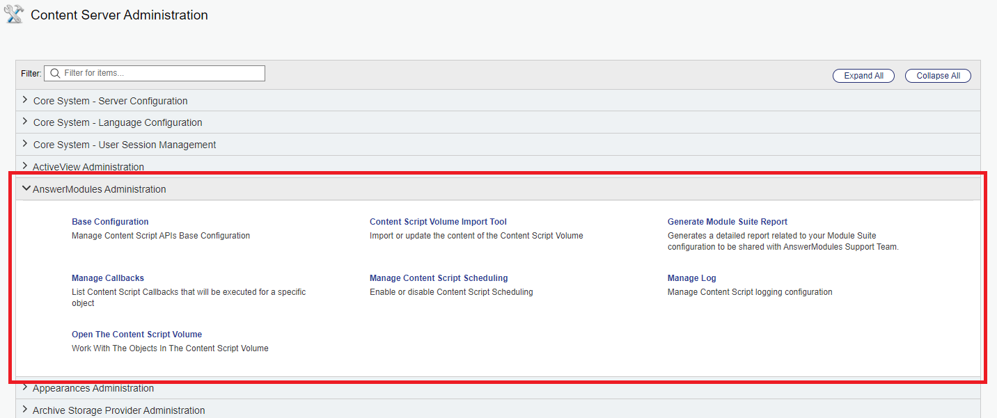 AnswerModules Administration