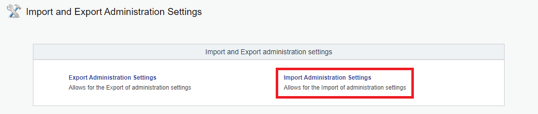 Open the import configuration tool