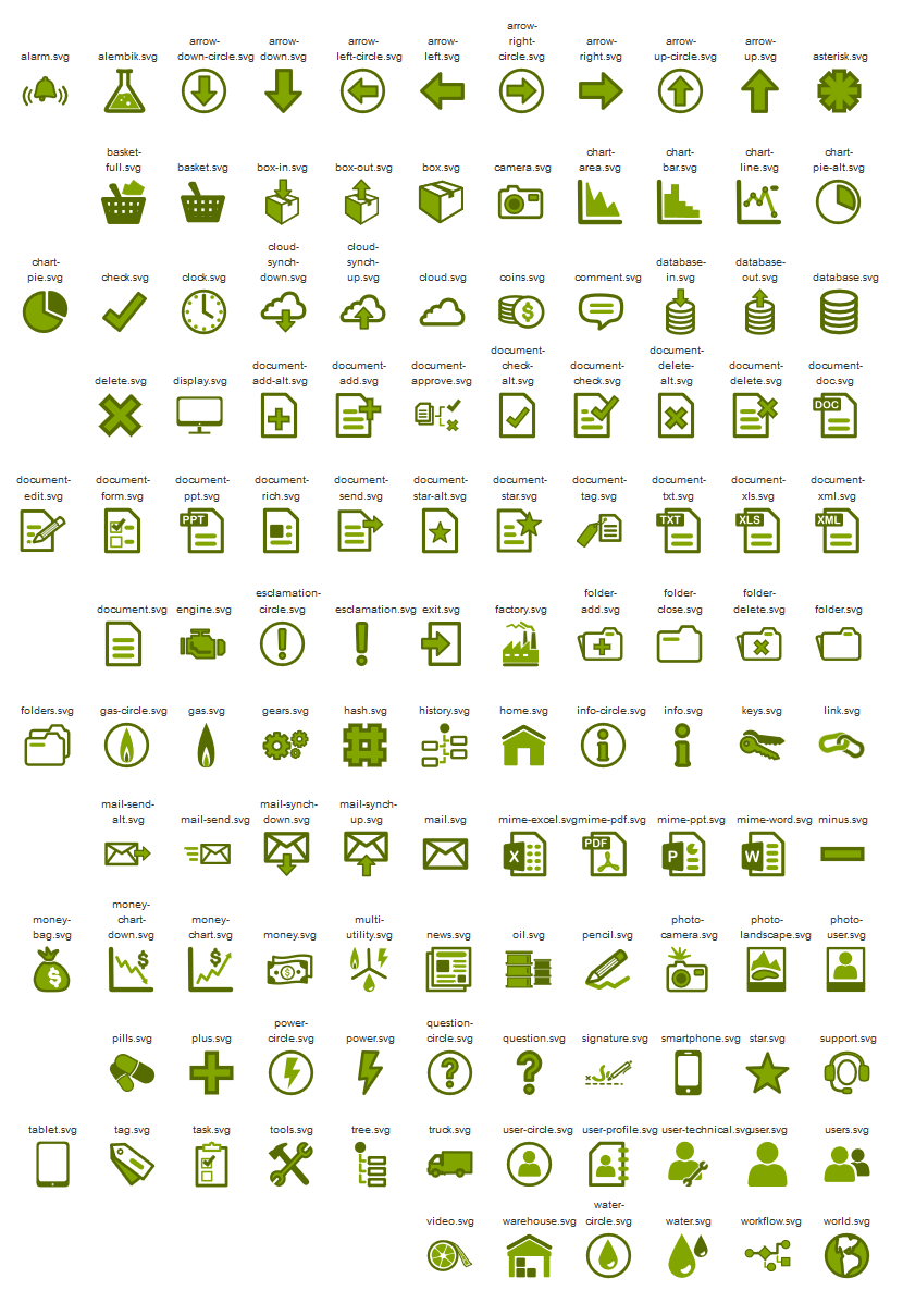 Icons reference